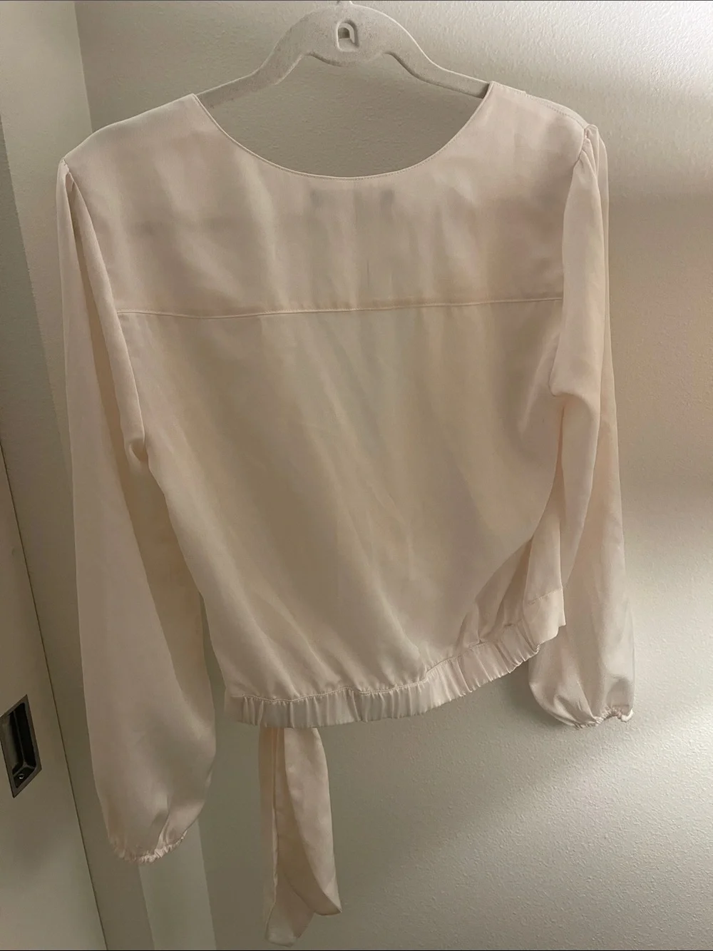 Abercrombie Soft Cream Wrap Cropped Blouse with Side Tie
